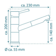 SCHÜTTE Grifo mezclador de lavabo UNICORN cromado - Vetonek