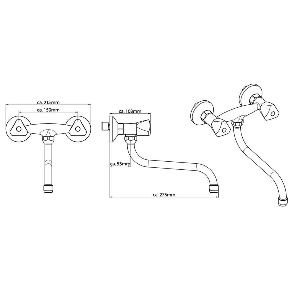 SCHÜTTE Mezclador de lavabo de pared bimando CESTI cromo