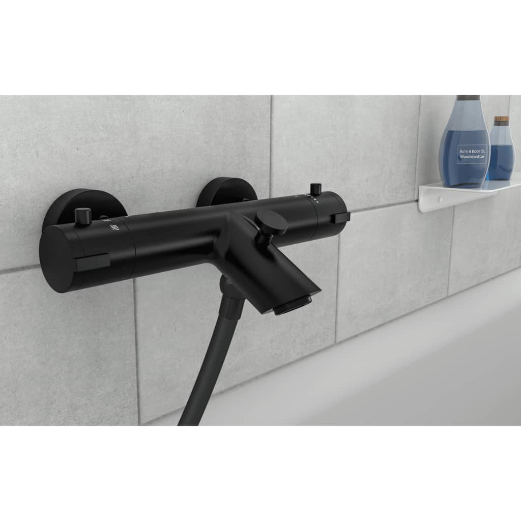 SCHÜTTE Grifo monomando ducha bañera con termostato LONDON negro mate