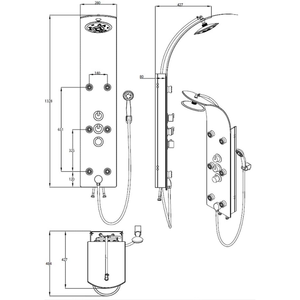 SCHÜTTE Panel ducha vidrio y mezclador termostático LANZAROTE blanco - Vetonek