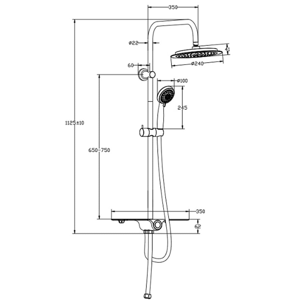 Schütte Fixed shower set with aquastar anthracite-chromium tray