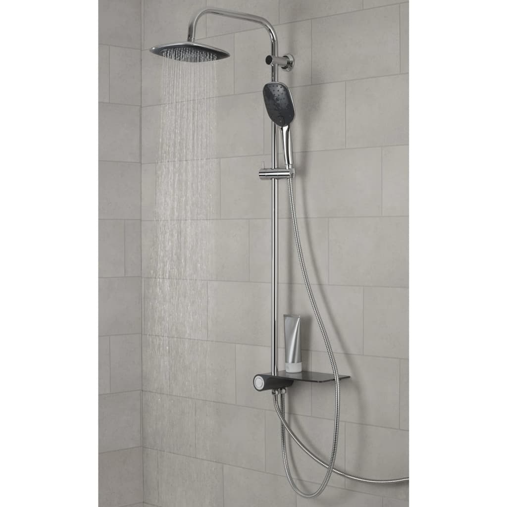 SCHÜTTE Set de ducha fija con bandeja lateral AQUASTAR cromo-antracita vidaXL