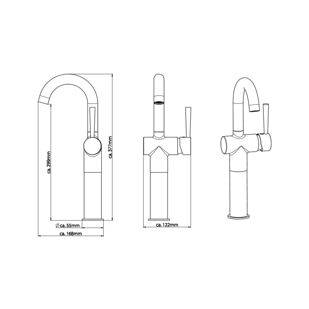 SCHÜTTE Grifo mezclador de lavabo alto CORNWALL cromado 168 mm SCHÜTTE