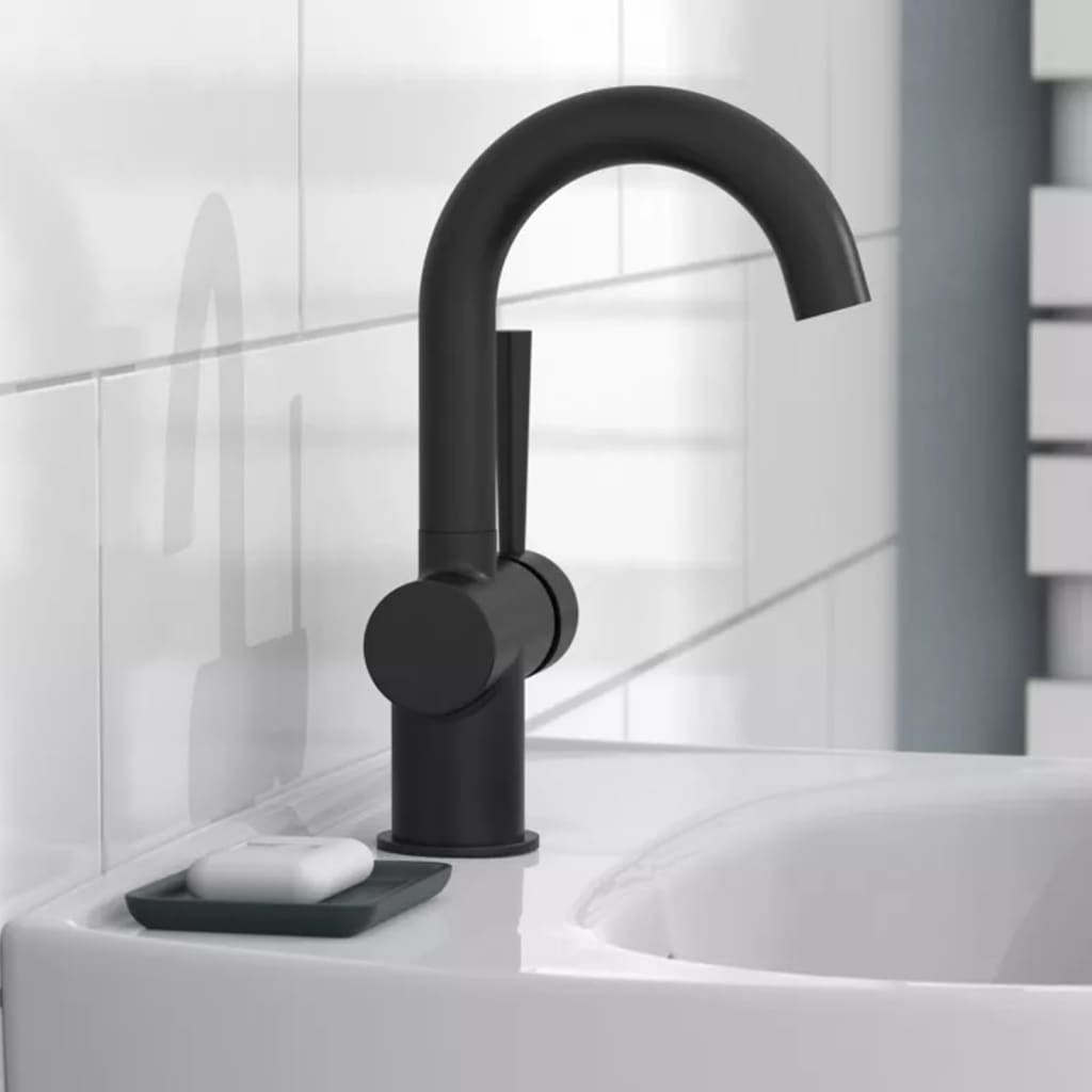 SCHÜTTE Grifo monomando lavabo CORNWALL con maneta lateral negro mate SCHÜTTE