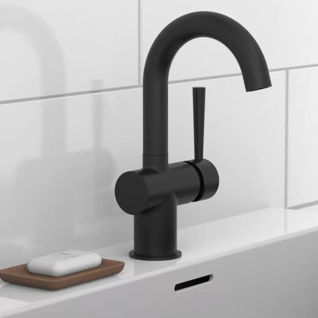 SCHÜTTE Grifo monomando lavabo CORNWALL con maneta lateral negro mate SCHÜTTE