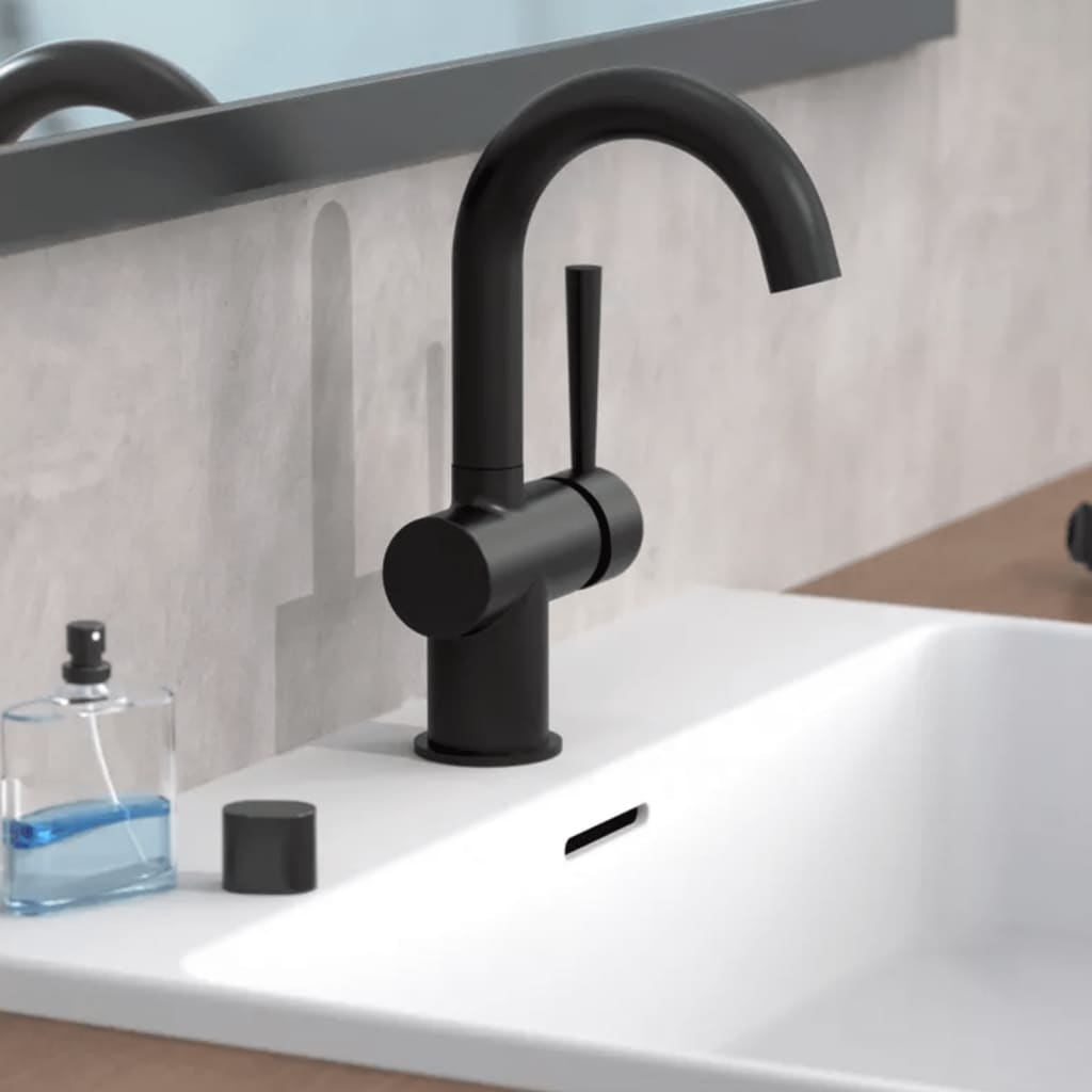 SCHÜTTE Grifo monomando lavabo CORNWALL con maneta lateral negro mate SCHÜTTE