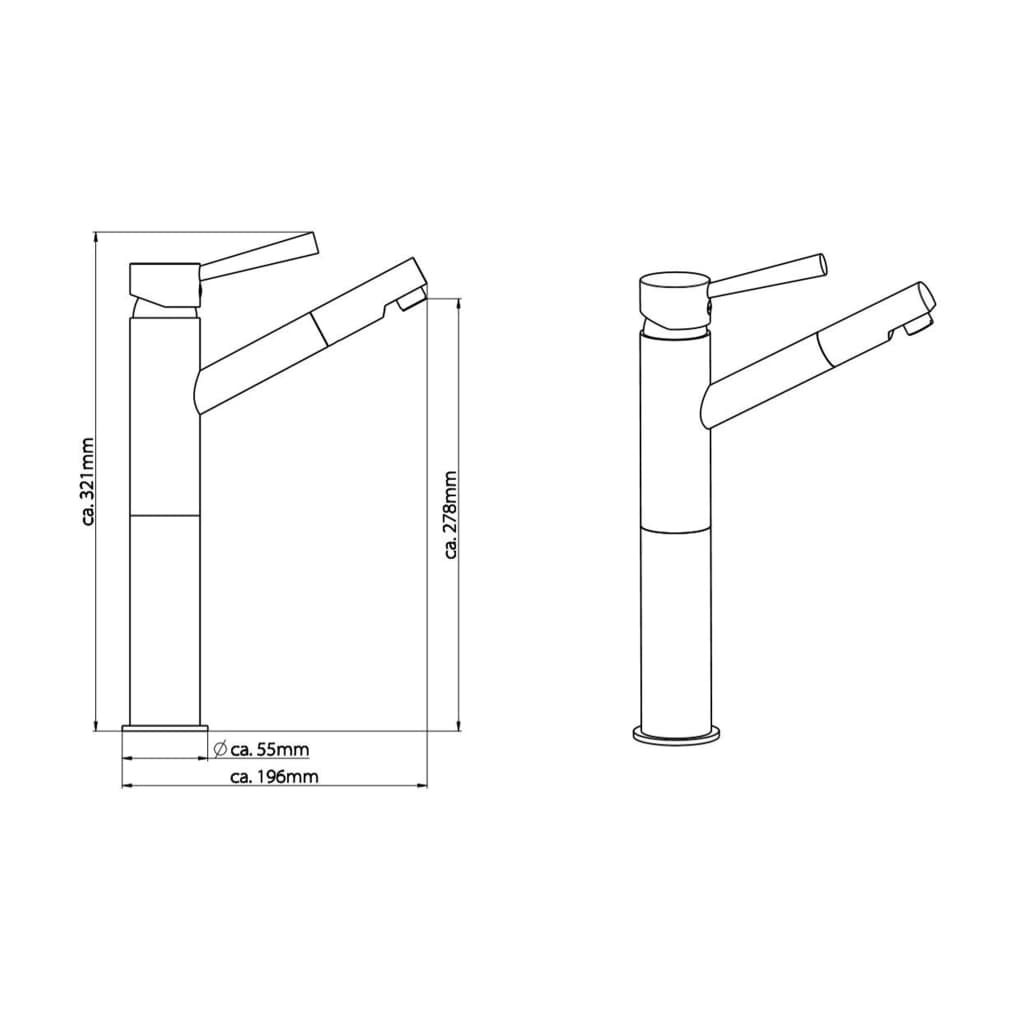 SCHÜTTE Grifo mezclador de lavabo alto CORNWALL cromado 196 mm SCHÜTTE