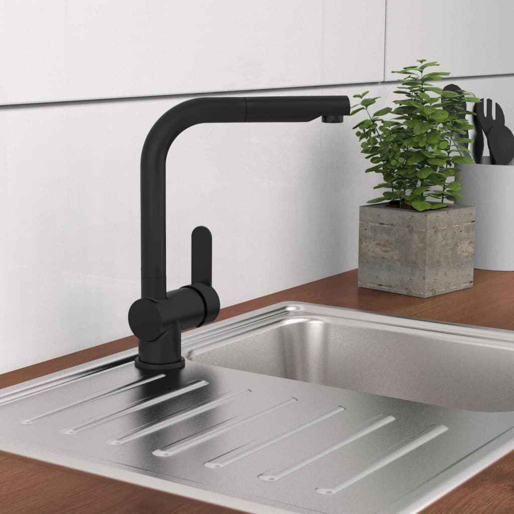 SCHÜTTE Grifo monomando cocina con caño extraíble LONDON negro mate