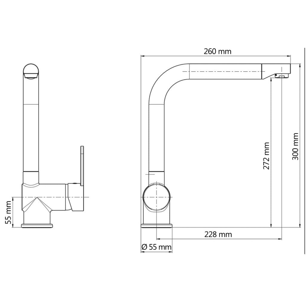 SCHÜTTE Mezclador de fregadero caño alto RIO acero inox blanco mate SCHÜTTE