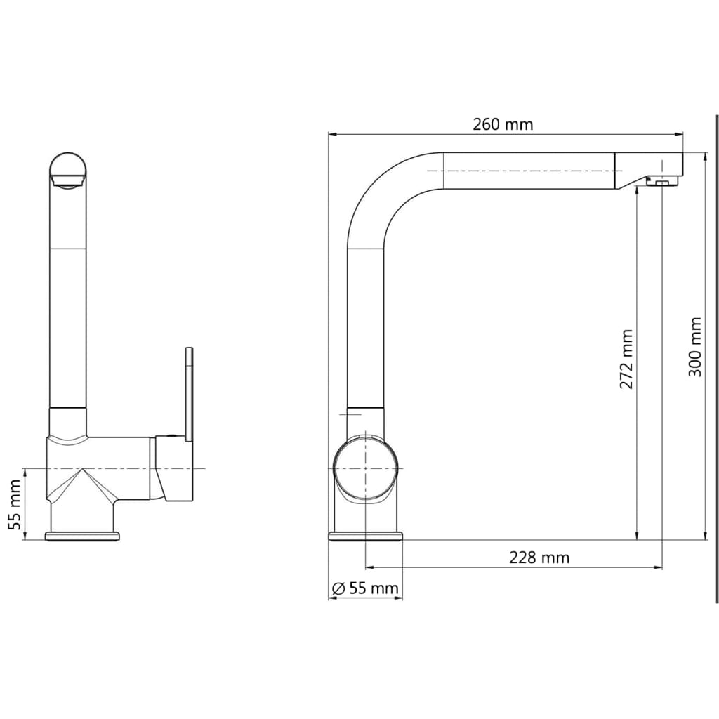 SCHÜTTE Grifo mezclador de fregadero RIO acero inoxidable y negro mate SCHÜTTE