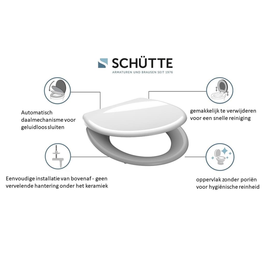 SCHÜTTE Tapa WC cierre suave liberación rápida GREY duroplast vidaXL