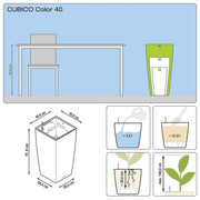 LECHUZA Macetero CUBICO Color 40 ALL-IN-ONE pizarra 13158 V1584 Vetonek