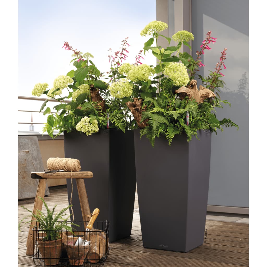 LECHUZA Macetero CUBICO Color 40 ALL-IN-ONE pizarra 13158 V1584 Vetonek