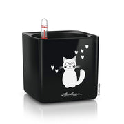 LECHUZA Macetero de mesa CUBE glossy CAT 14 ALL-IN-ONE negro brillo V5087 Vetonek