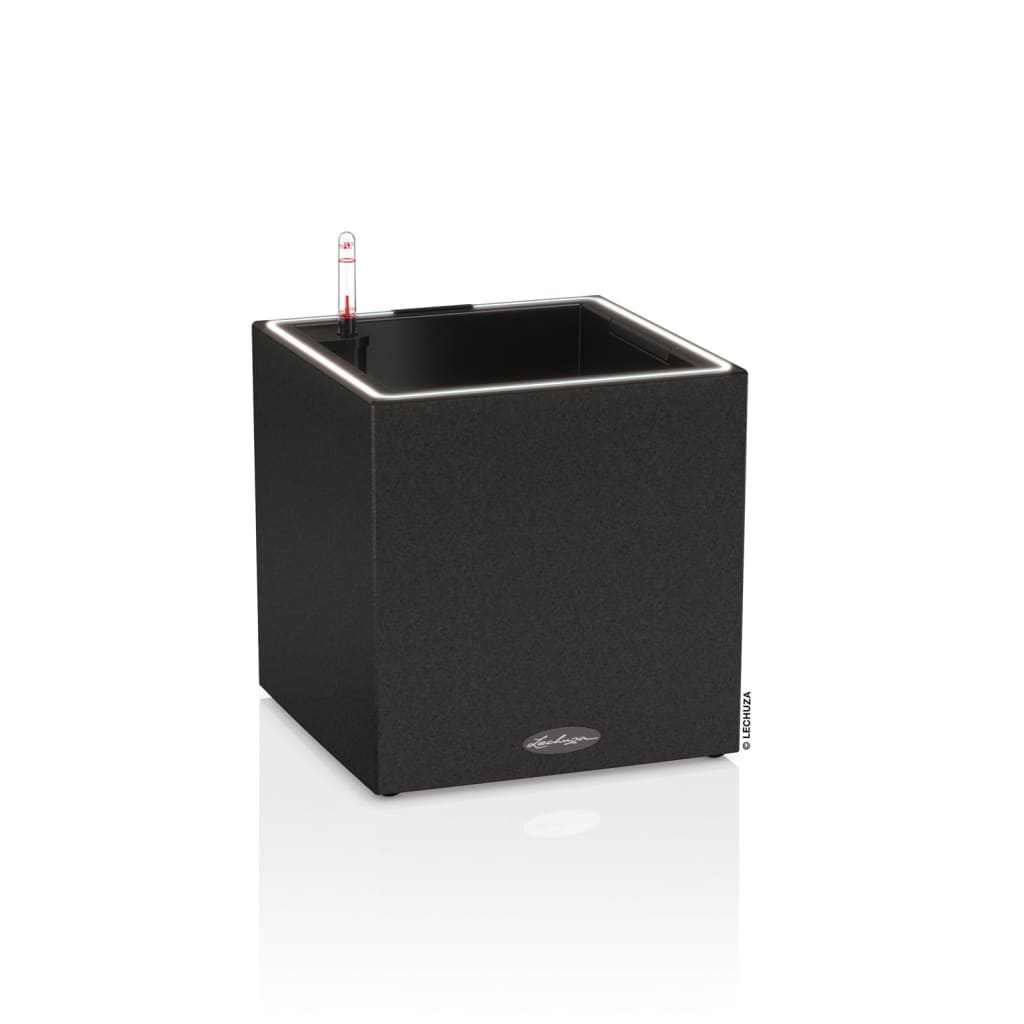 LECHUZA Jardinera CANTO Stone 30 LED Low ALL-IN-ONE negro grafito V6329 Vetonek