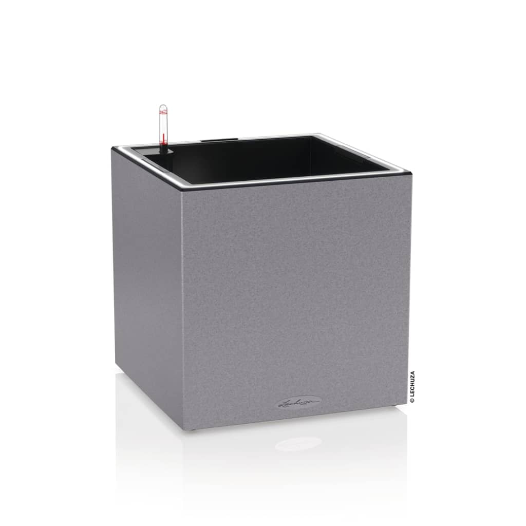 LECHUZA Jardinera CANTO Stone 40 LED Low ALL-IN-ONE gris 40x40 cm V6909 Vetonek