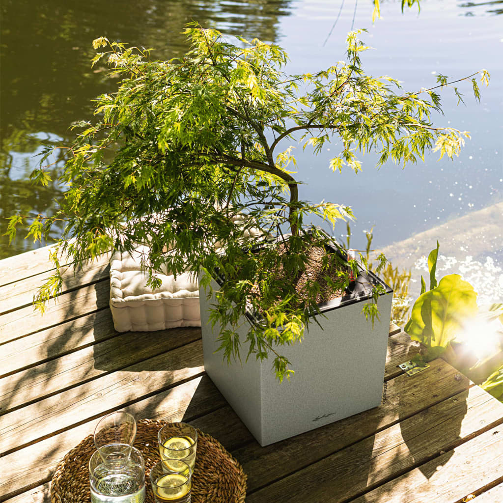 LECHUZA Jardinera CANTO Stone 40 LED Low ALL-IN-ONE gris 40x40 cm V6909 Vetonek