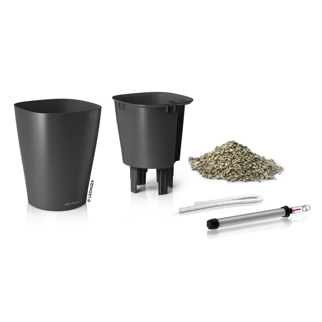 LECHUZA Maceta DELTINI ALL-IN-ONE carbón metálico V9039 Vetonek