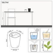 LECHUZA Maceta DELTINI ALL-IN-ONE carbón metálico V9039 Vetonek