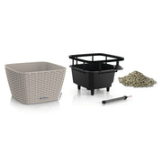 LECHUZA Jardinera BACINO Cottage ALL-IN-ONE marrón arena 30x30 cm V4583 Vetonek