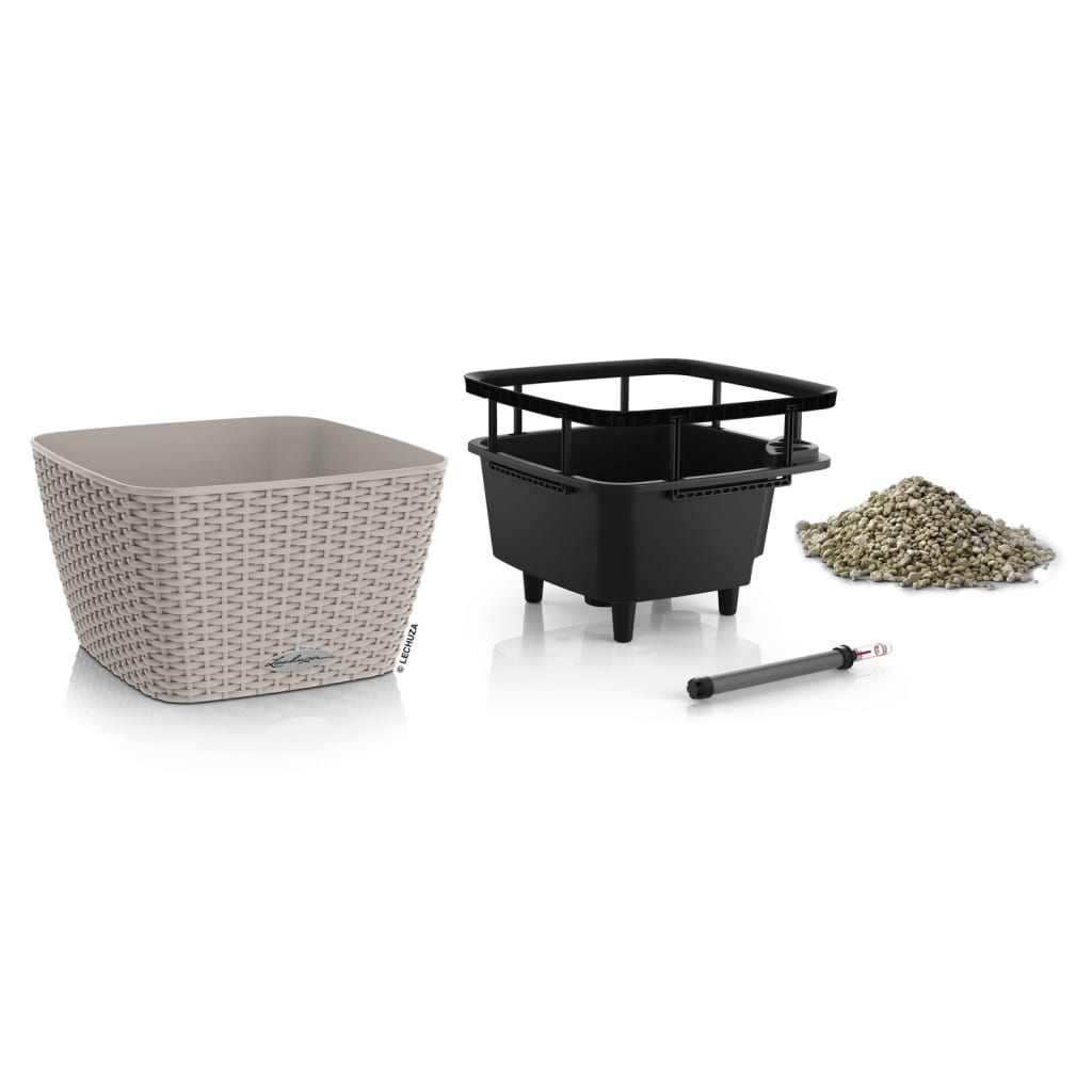 LECHUZA Jardinera BACINO Cottage ALL-IN-ONE marrón arena 30x30 cm V4583 Vetonek