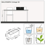 LECHUZA Jardinera BALCONERA Cottage 50 ALL-IN-ONE blanco V6006 Vetonek