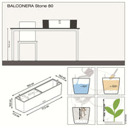 LECHUZA Jardinera BALCONERA Stone 80 ALL-IN-ONE gris V6600 Vetonek