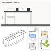 LECHUZA Macetero BALCONERA Color 80 ALL-IN-ONE blanco 15680 V6808 Vetonek