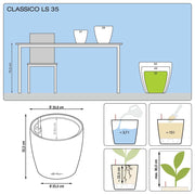 LECHUZA Macetero CLASSICO LS 35 ALL-IN-ONE blanco brillo 16060 V0607 Vetonek