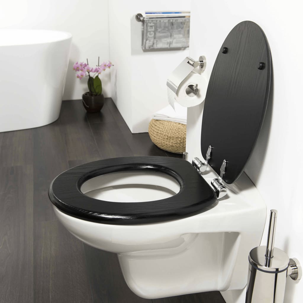 Tiger Asiento de WC de cierre suave Blackwash MDF negro 252030746