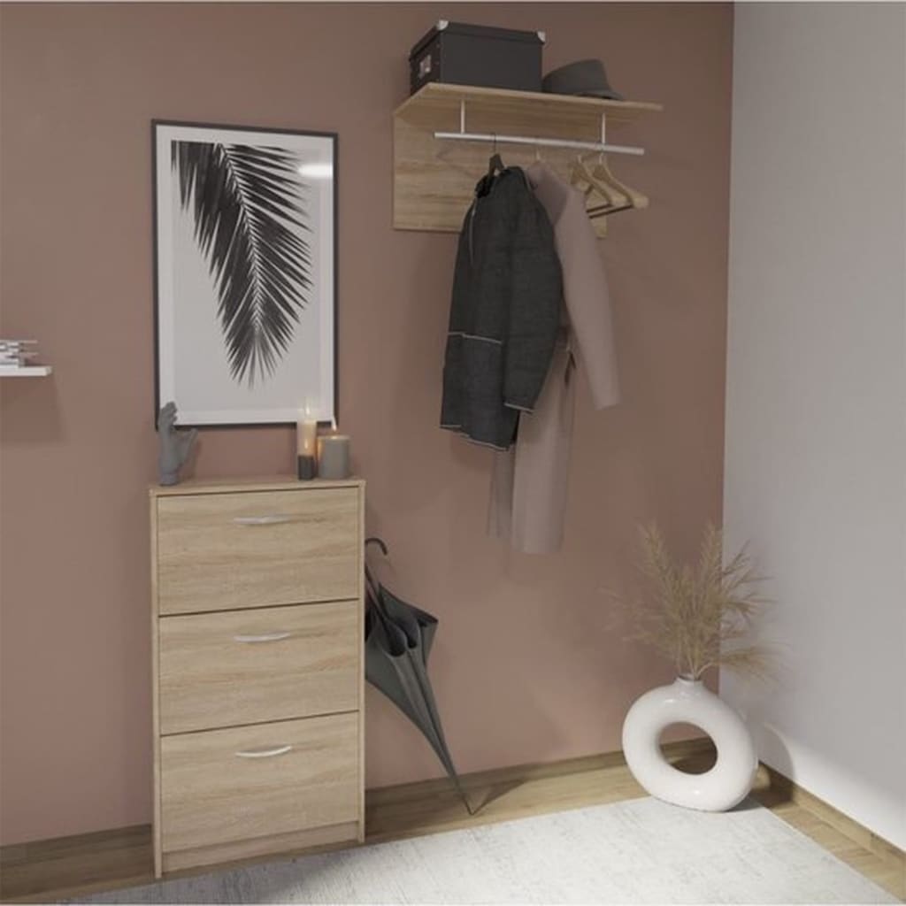 FMD Perchero de pared color roble 72x29,3x34,5 cm