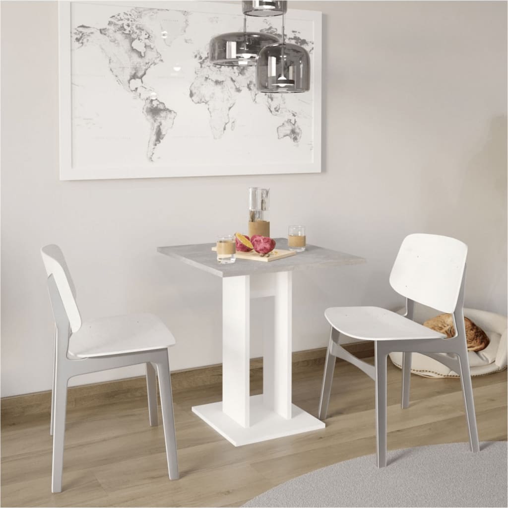 FMD Mesa de comedor gris hormigón y blanco 70 cm