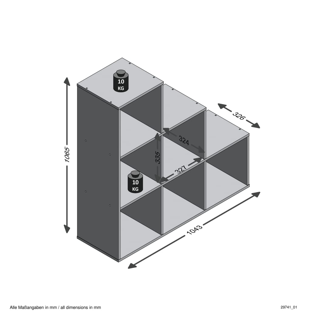 FMD apala 6 kolore konpartimentu harea 104,3x32,6x106,5 cm