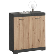 Cómoda con 2 puertas color roble artesanal y gris 80x34,9x89,9 cm v2773 Vetonek