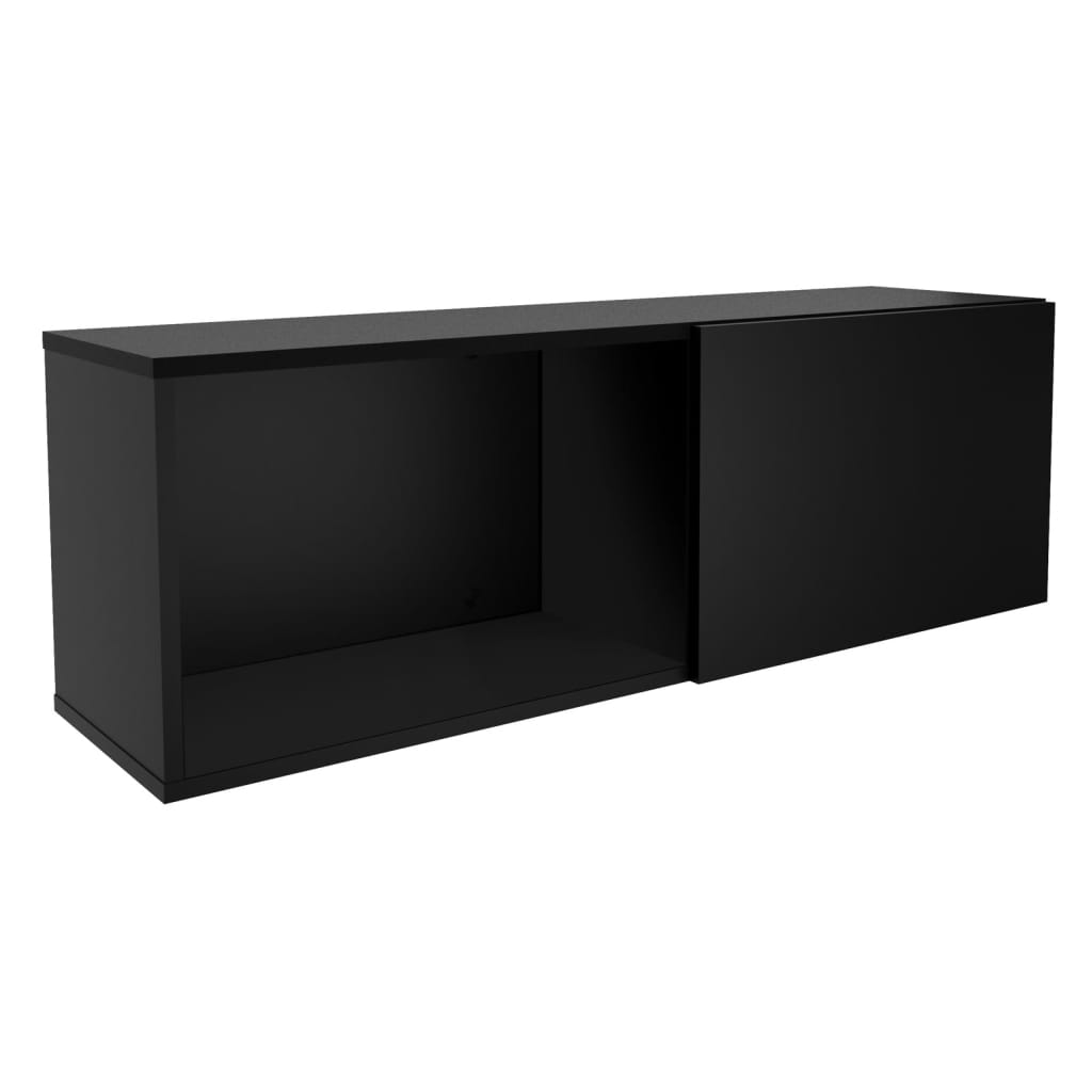 FMD Perchero de pared con compartimento negro 99,1x27,2x33 cm