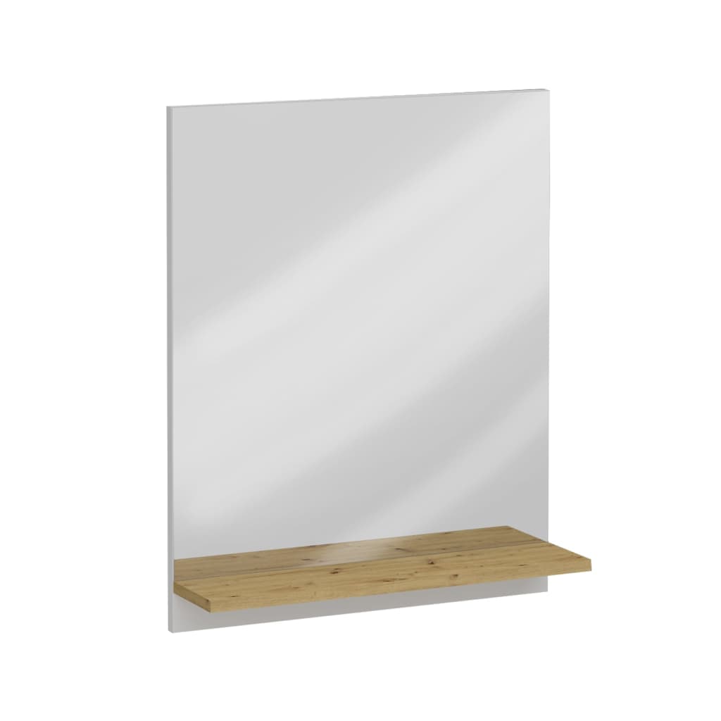 FMD Espejo de pared con estante roble artesanal 54,5x13,5x67,5 cm