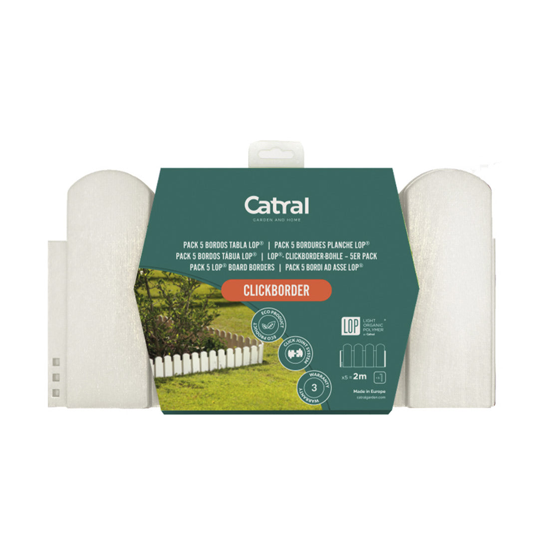 Pack de 5 Bordos Tabla Clickborder LOP Blanco - Ideal para Decorar Jardines Vetonek