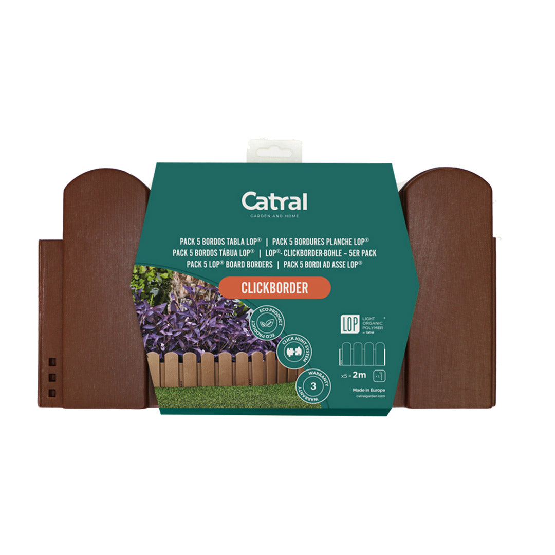 Pack 5 Bordos Tabla Clickborder LOP Marrón para Jardín Vetonek