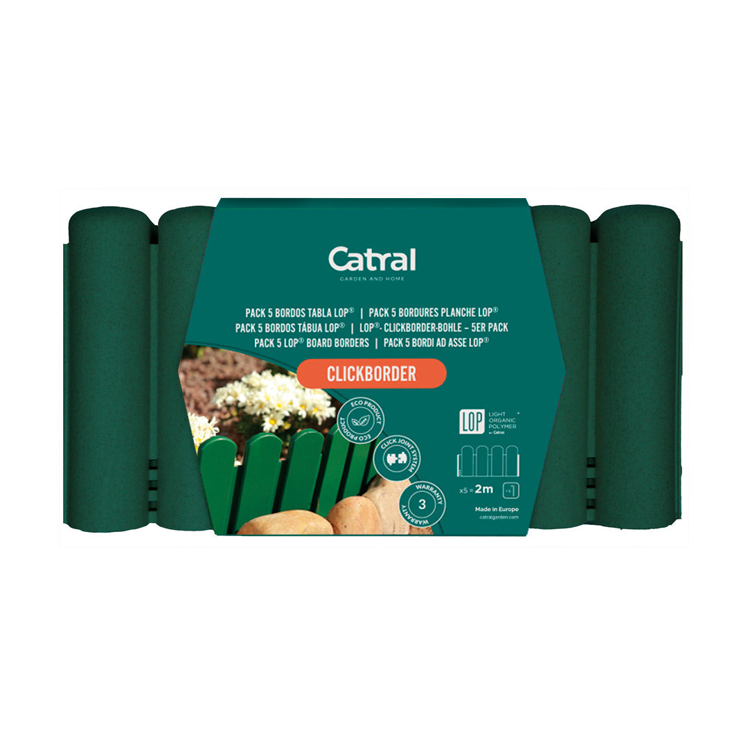 Pack de 5 Bordos Tronco Clickborder LOP Verde - Ideal para Jardines Vetonek