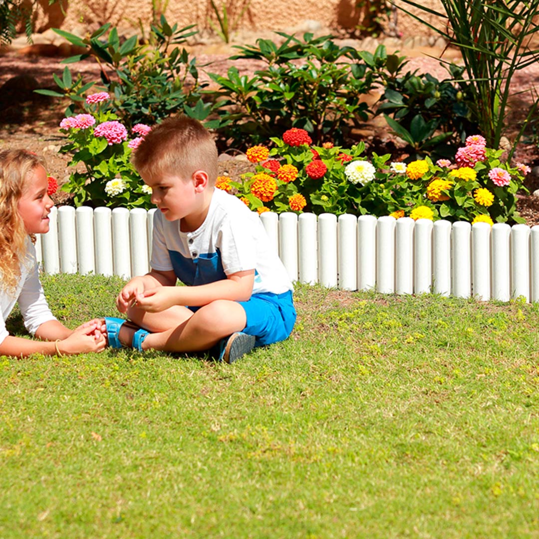 Pack de 5 Bordos Tronco Clickborder Lop Blanco para Jardín Vetonek