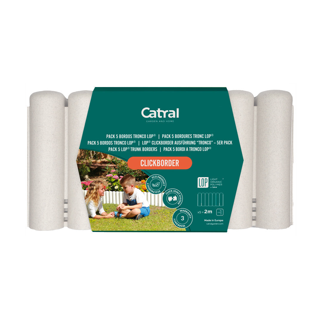 Pack de 5 Bordos Tronco Clickborder Lop Blanco para Jardín Vetonek