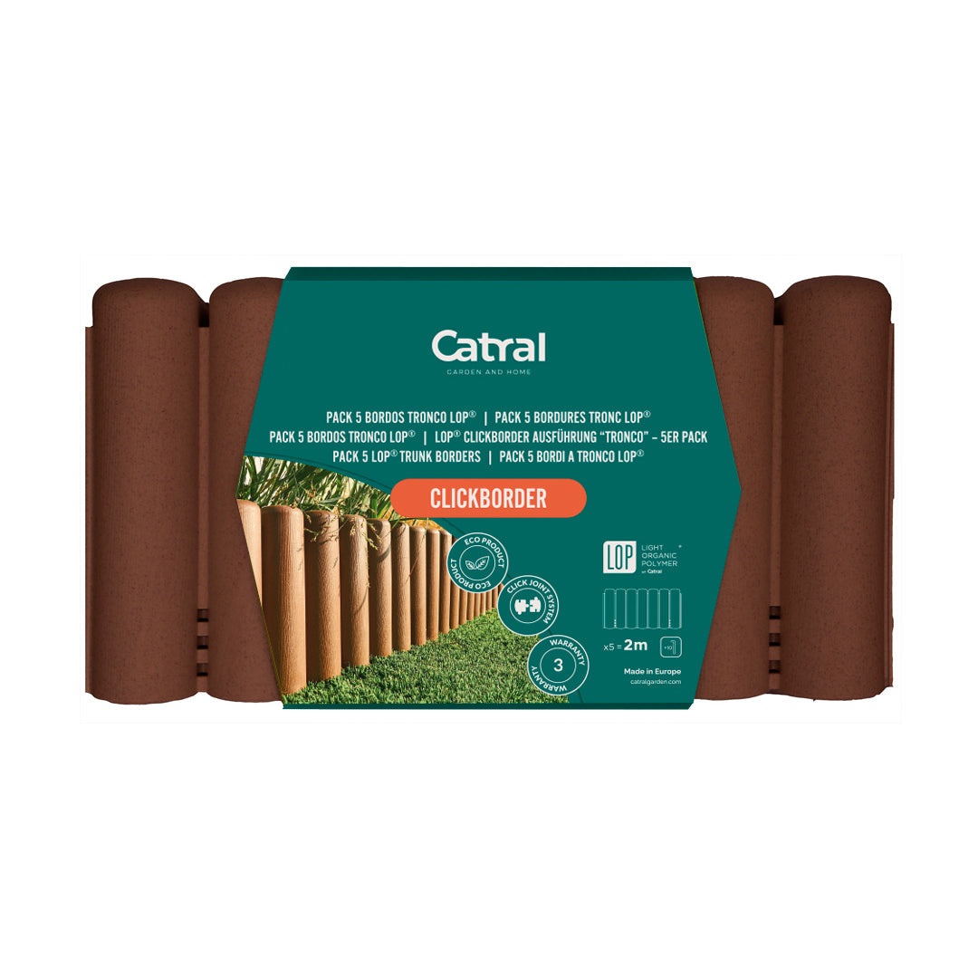 Pack 5 Bordos Tronco Clickborder LOP Marrón para Jardín Vetonek