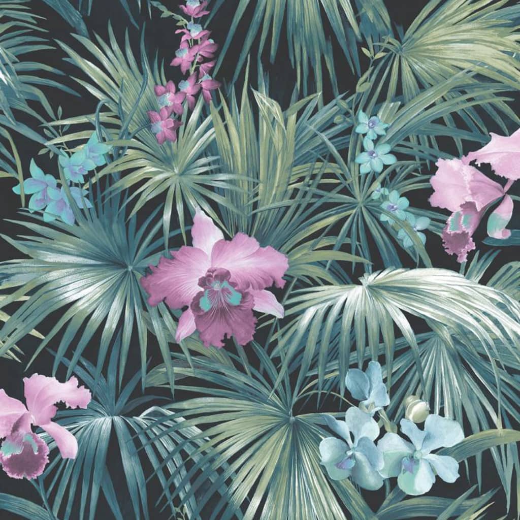 Noordwand Tropical Wall Papel Flowers Green