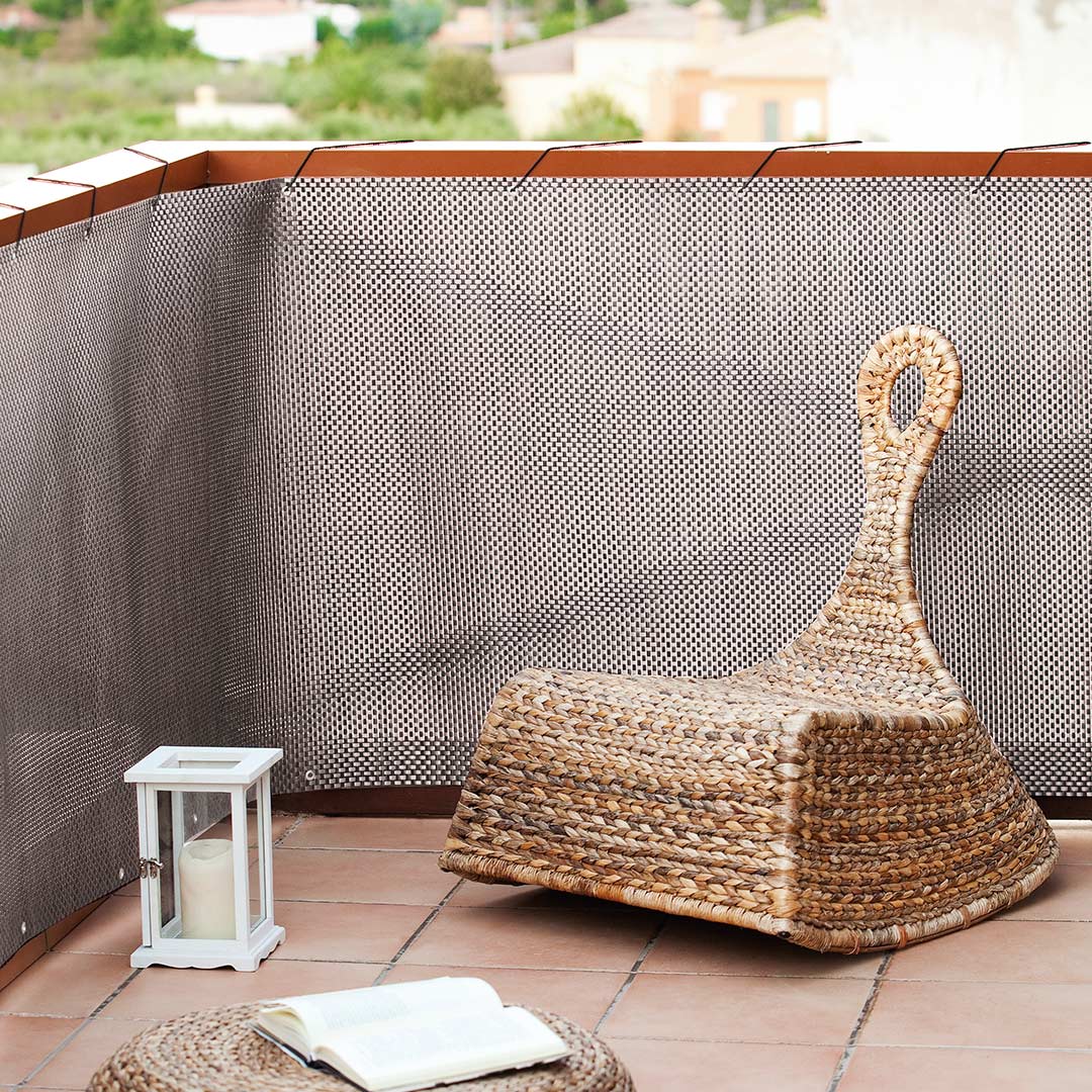 Malla de balcón Rattan Luxe Silver - 830 gr/m² Vetonek