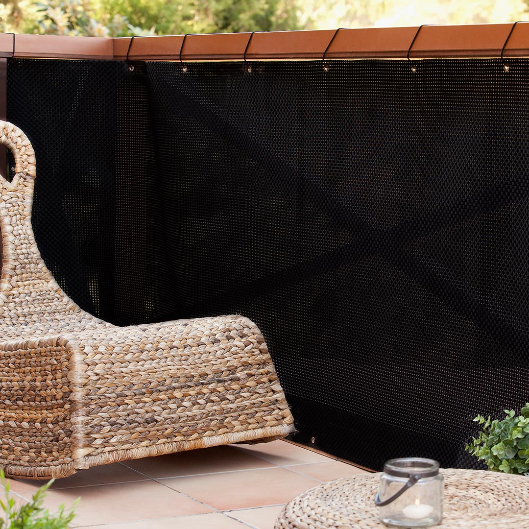Malla de balcón Rattan Luxe Black - Ocultación máxima Vetonek