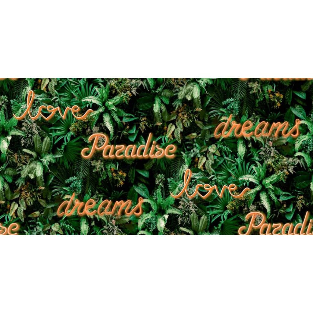 NOORordwand Good Vibes Wall Paper Neon Letter With Plants Green Orange