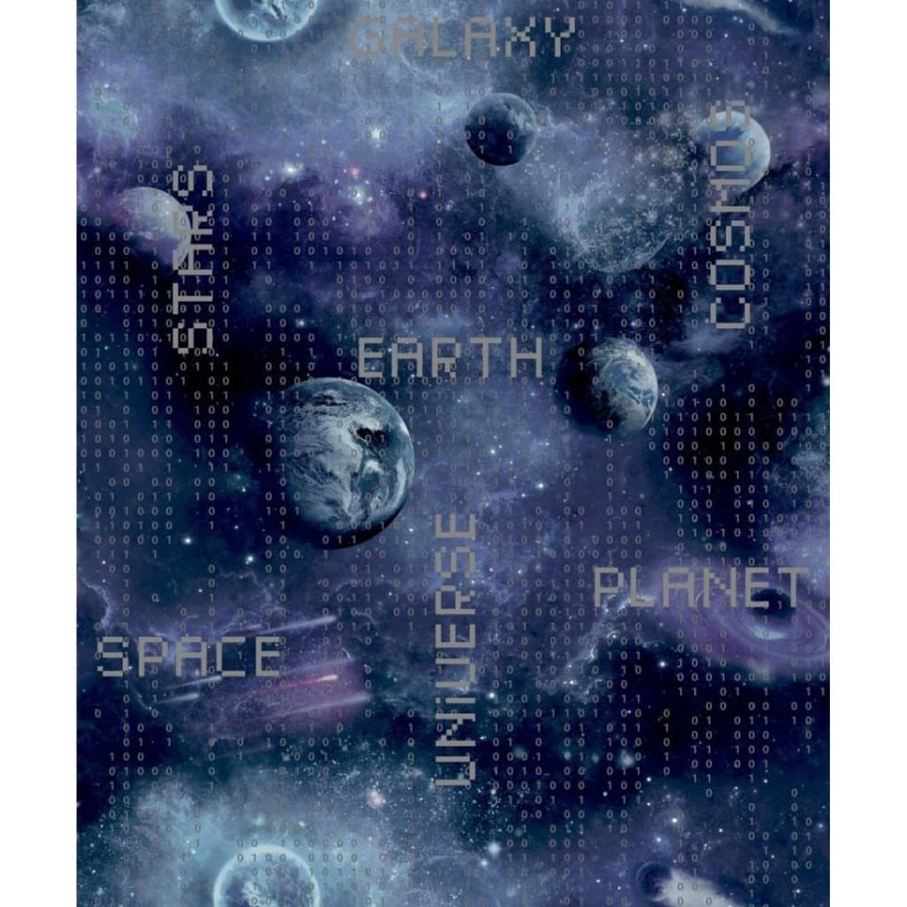 Noordwand Papel pared Good Vibes Galaxy Planets and Text negro morado