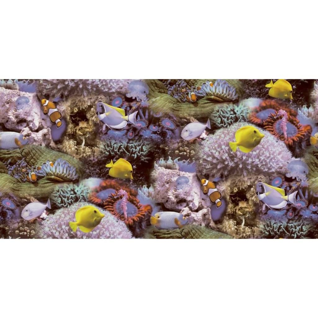 Noordwand Papel Good Vibes Coral and Tropical Fish amarillo morado vidaXL