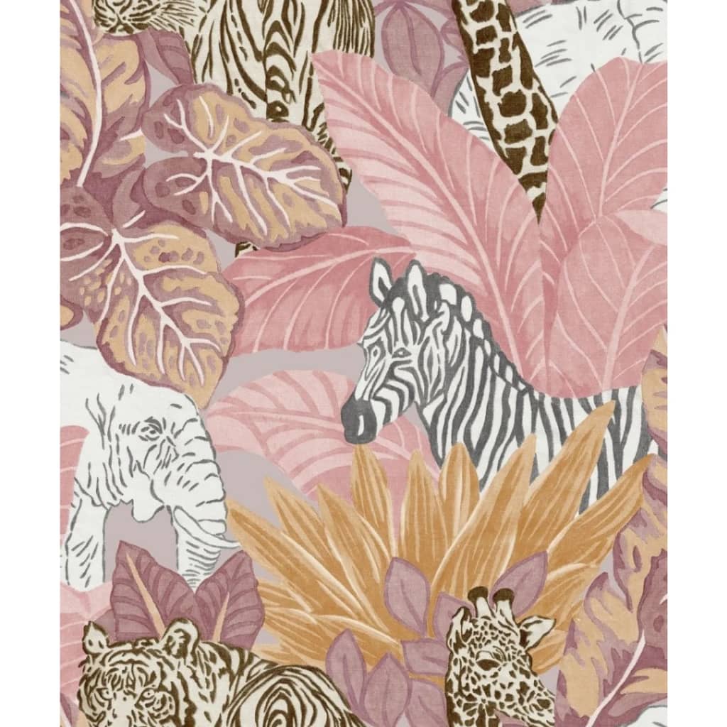 Noordwand Papel de pared Good Vibes Jungle Animals rosa y naranja Noordwand