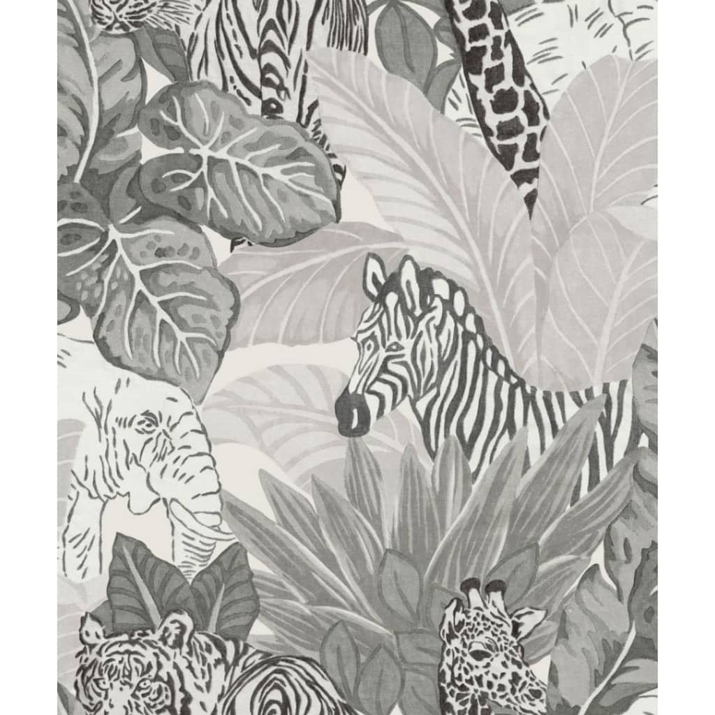 Noordwand Papel de pared Good Vibes Jungle Animals gris y negro Noordwand